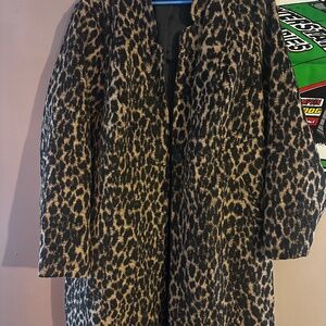 Torrid plus size 3 (3x) leopard wool blend coat with satin lining